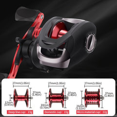 HAUT TON Bait Casting Fishing Reel 7.2:1 Gear Ratio 22Lb Max Drag 2+1BB