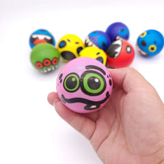 12pcs Cartoon Monster Expression Sponge Balls Interactive Toys