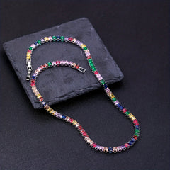 Colorful Cubic Zirconia Chain Necklace For Girls