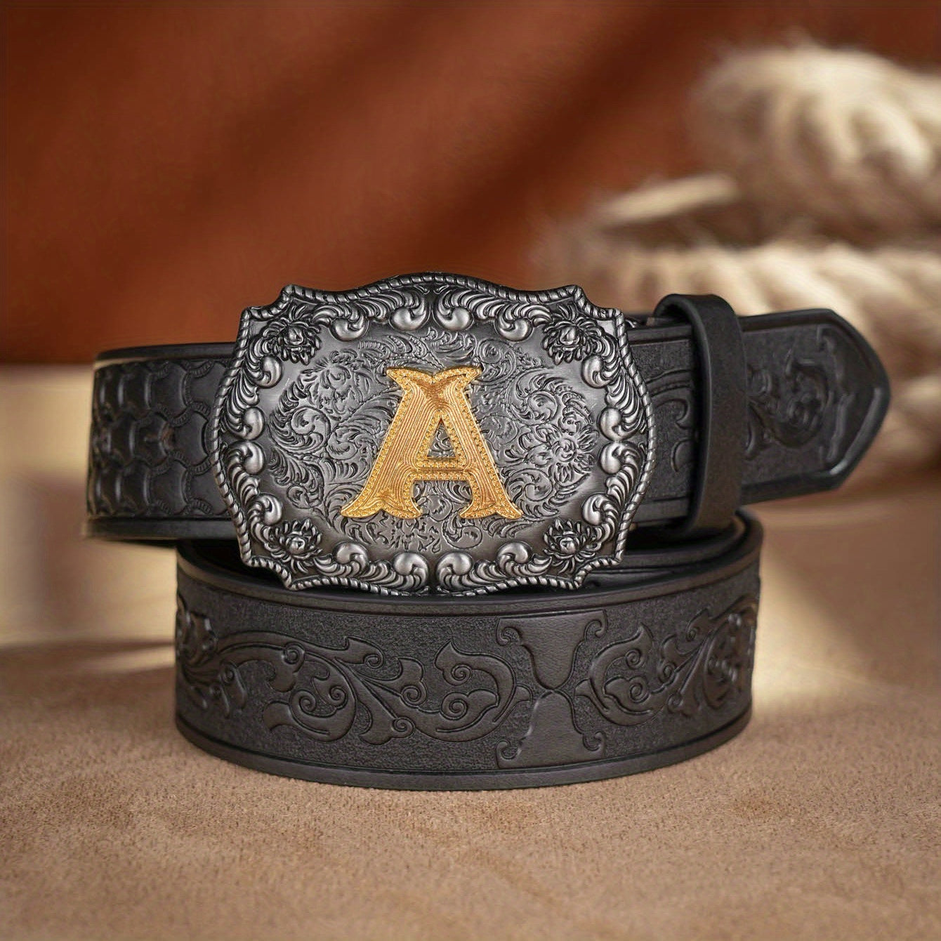 Men's Casual Letter PU Leather Belt