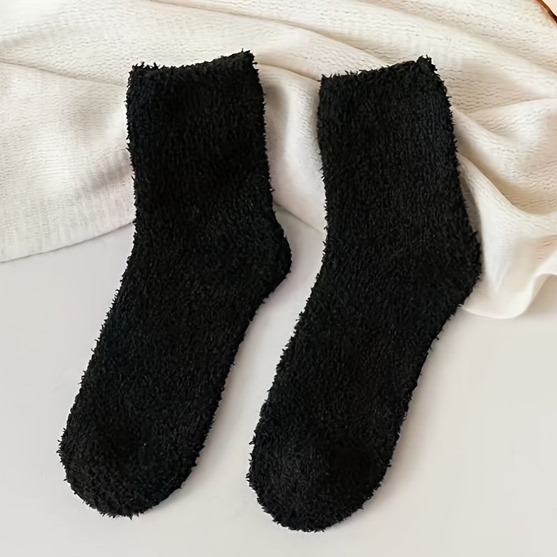 4 Pairs Fuzzy Socks Warm Mid Tube Women's Stockings