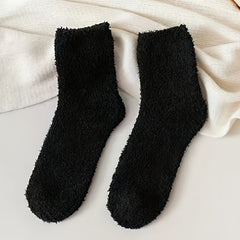 4 Pairs Fuzzy Socks Warm Mid Tube Women's Stockings