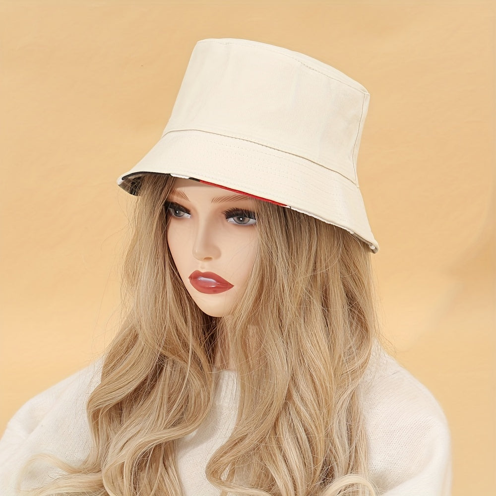 Geometric Print Bucket Hat Reversible Fisherman Cap
