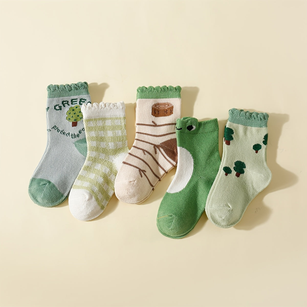 5pairs Baby Boys Kids Animal Plant Pattern Socks Toddler Children's Socks