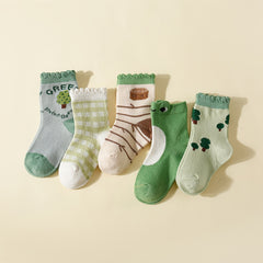 5pairs Baby Boys Kids Animal Plant Pattern Socks Toddler Children's Socks