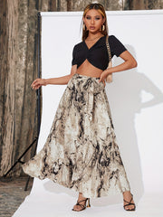 Tied Waist Skirt Casual High Waist Skirt For Spring & Summer