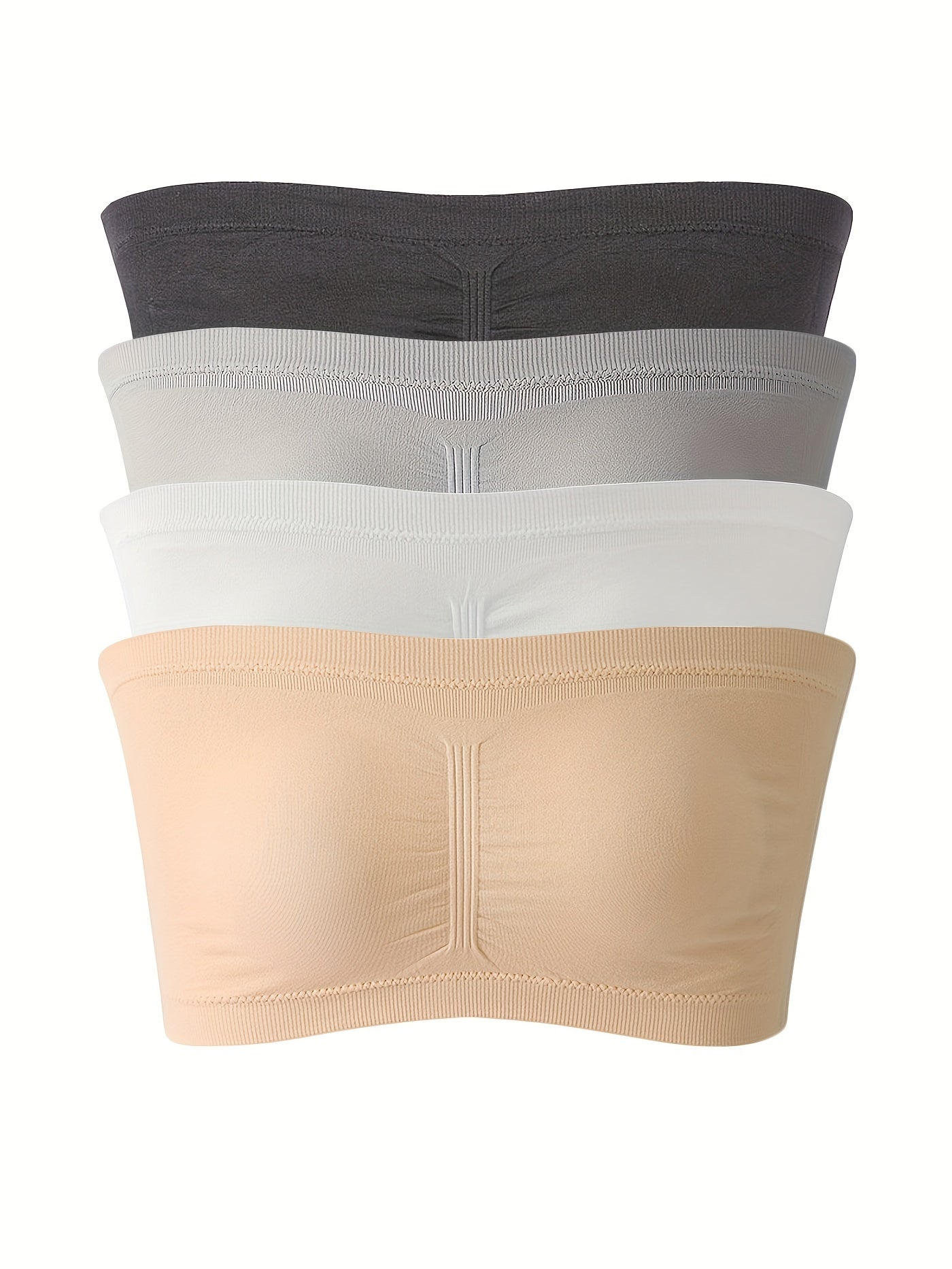 4pcs Strapless Bandeau Bras Invisible Stretch Everyday Bra Women's Lingerie