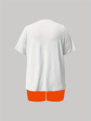Women's Plus Bear Print T Shirt & Shorts Two Piece Set