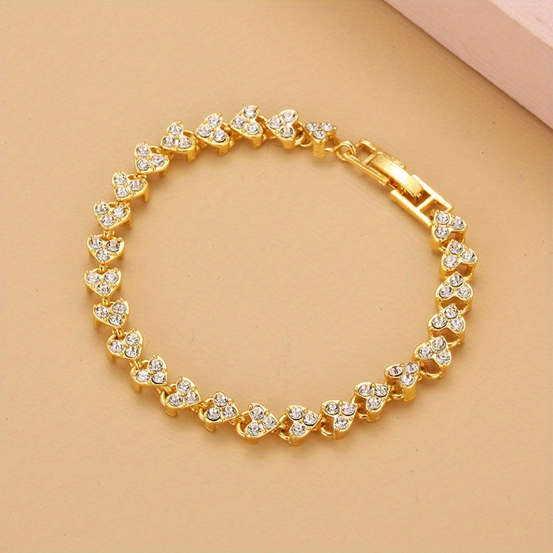 Heart Zircon Crystal Bracelet Silvery Rose Golden