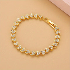 Heart Zircon Crystal Bracelet Silvery Rose Golden