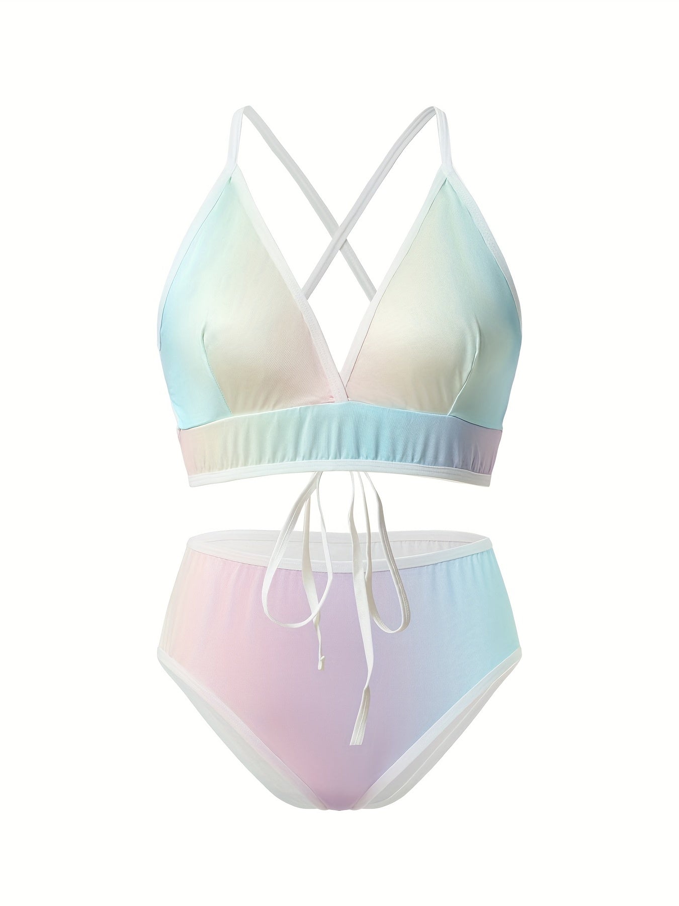 Ombre Print Criss Cross Back Bra & Panty Lingerie Set