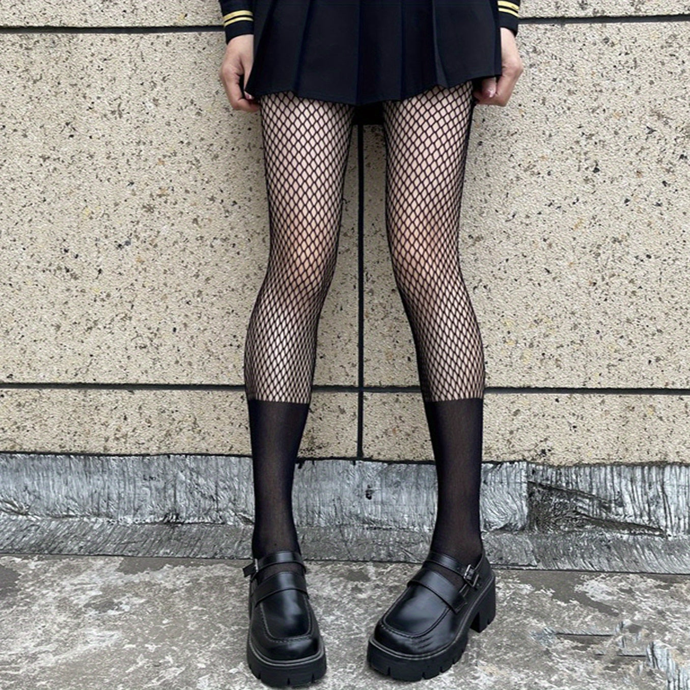 Sexy Stockings Women's Plus Faux Tight High Mesh Contrast Fishnet