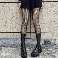 Sexy Stockings Women's Plus Faux Tight High Mesh Contrast Fishnet