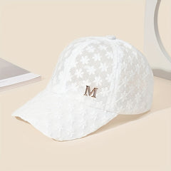 Unisex Lace Adjustable Baseball Cap with Letter Embroidery