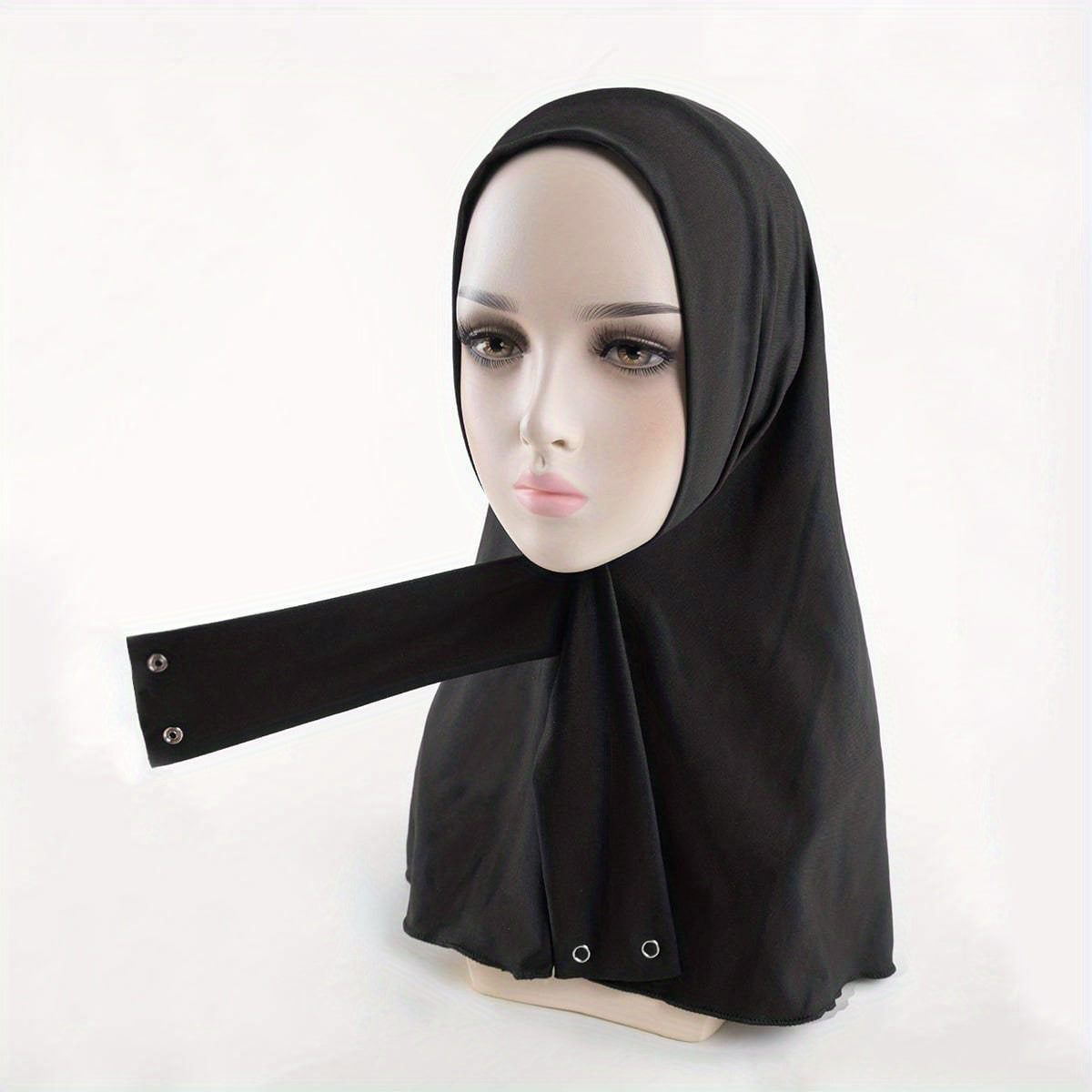 Elastic Hijab Hooded Tie Buckle Headscarf Solid Ramadan Head Wrap