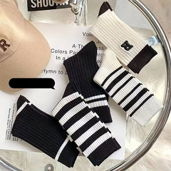 5 Pairs Men's Crew Socks for Autumn Winter Casual Running