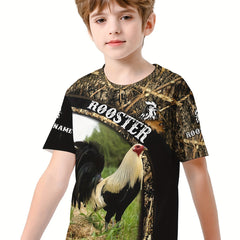 Rooster 3D Print Kids T shirt Boys Summer Lightweight Round Neck Top