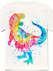 3D Tie Dye Dino Graphic Short Sleeve T shirt For Girls boys Sports Summer
