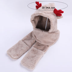 Christmas Rabbit Fur Antlers Winter Cartoon Hat Scarf Gloves Set