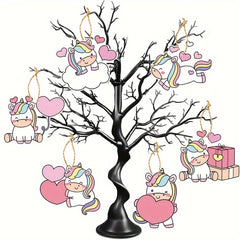 6pcs Unicorn Pink Heart Rainbow Valentines Ornaments Set