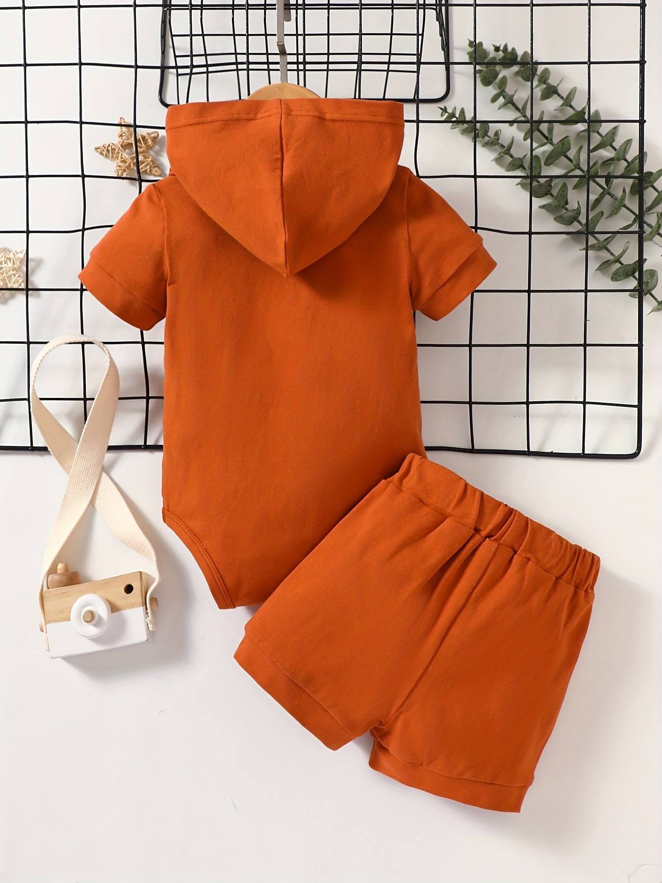 2pcs Baby Boys Mama's Boy Hooded Onesie & Shorts Set