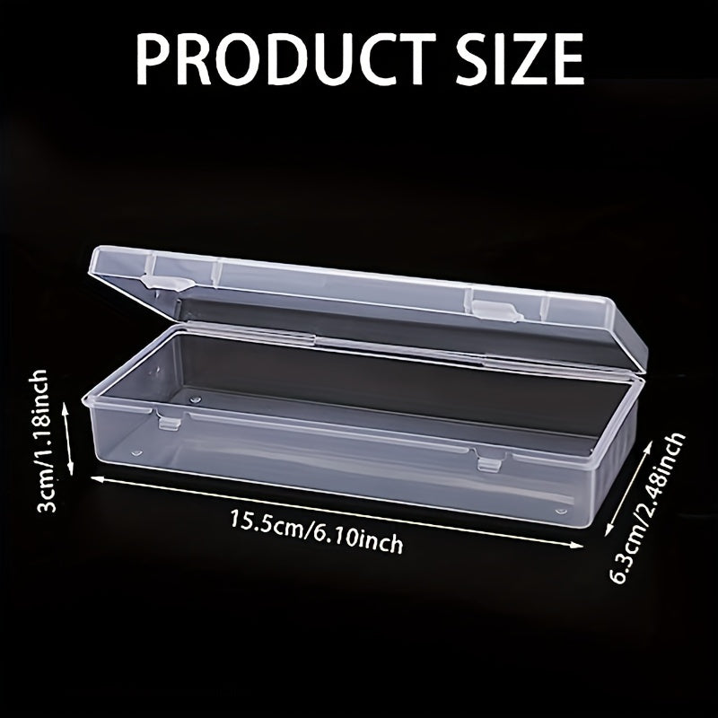 6pcs Plastic Storage Box Hinged Cover Transparent Container Beading Crafts