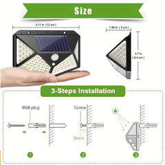 Solar Outdoor LED Wall Light 100 Lamp Beads Human Body Sensing IP65 Waterproof