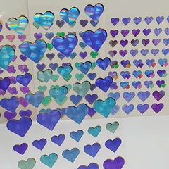 4 Sheets Laser Heart 3D Stickers - Dynamic Heart Theme