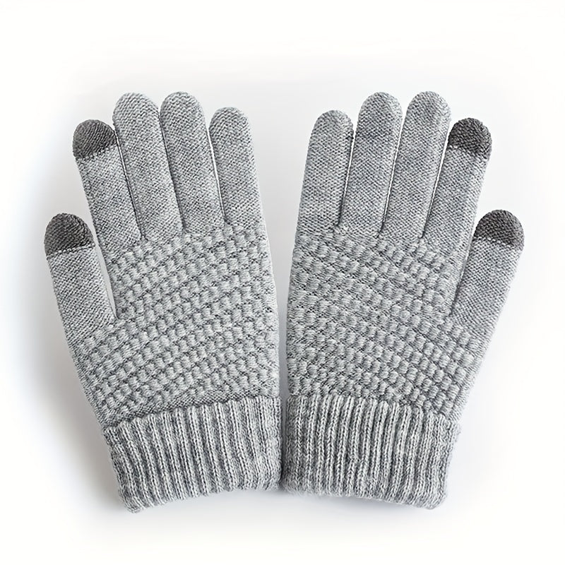 4pcs Men's Winter Knitted Touch Screen Gloves Coldproof Cycling Gloves