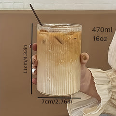 4pcs Vintage Ribbed Glass Water Cups for Outdoor Camping Gym Fitness
