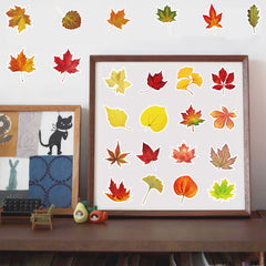 50pc Maple Leaves Stickers Adhesive Foam Fall Leaves Thanksgiving Party Decor