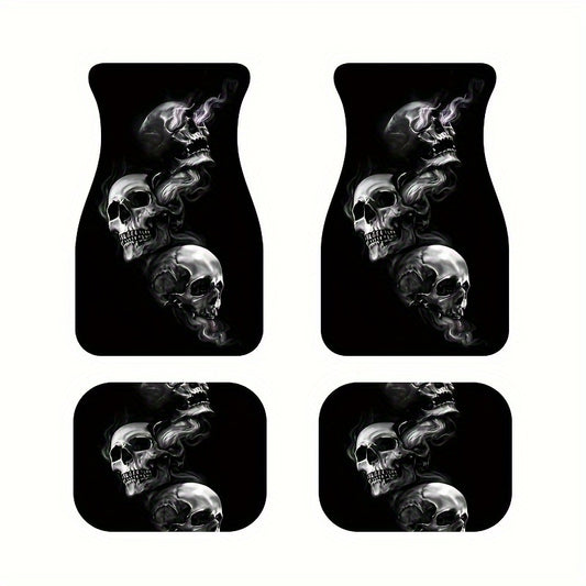4pcs Horror Skull Car Floor Mats Water Absorbent Non-slip Stain Resistant Mats