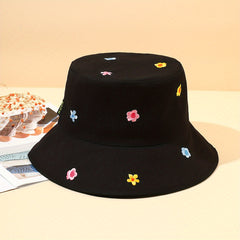 Y2K Flower Embroidery Bucket Hat for Women