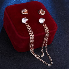 Rhinestone Tassel Pin Shirt Accessory Chain Brooch
