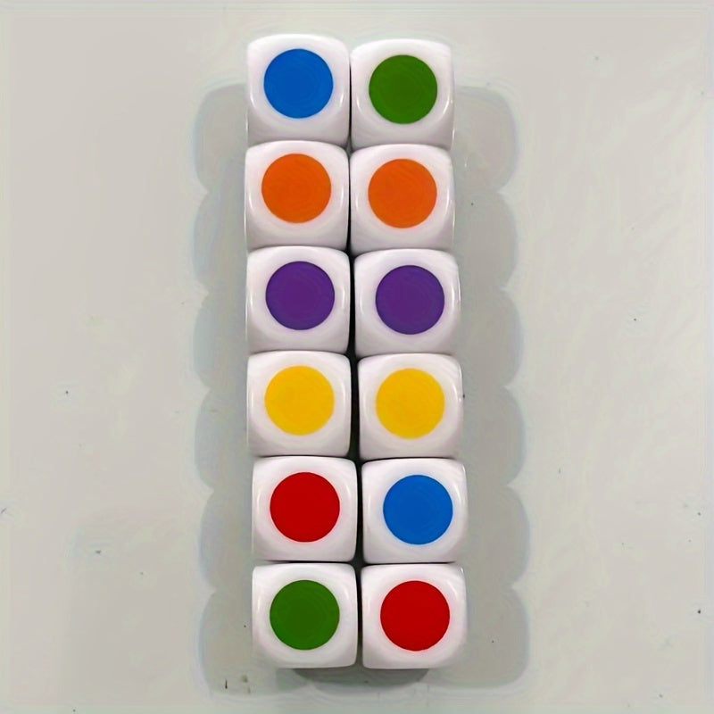 6 Sided Colorful Dot Dice 16mm Acrylic Dice Set for Family Party Game