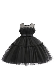 Girls Mesh Ruffled Princess Dress Sleeveless