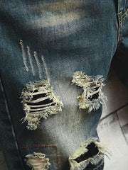 Men's Ripped Denim Shorts Slim Fit Casual Street Style Distressed