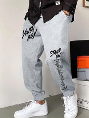 Youth Boy Print Drawstring Sweatpants Loose Fit Pants Men