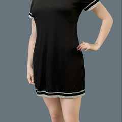 Stripe Print Short Sleeve Tee Dress