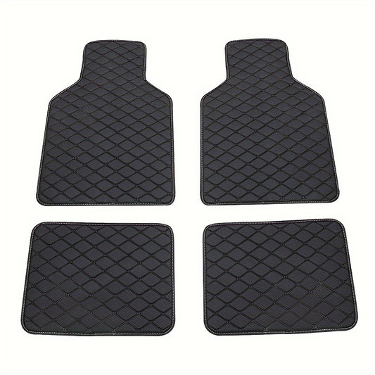 4pcs Waterproof Car Floor Mats Front & Rear Leather Car Carpet