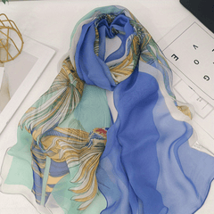 Boho Flower Print Georgette Scarf Block Shawl Hijab