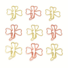 20pcs Clover shaped Pins Metal Office Supplies Golden Paper Clips Rose Style