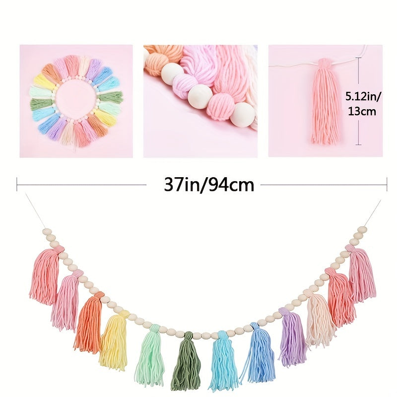Colorful Tassel Garland Banner Birthday Decor Boho Wall Hangings