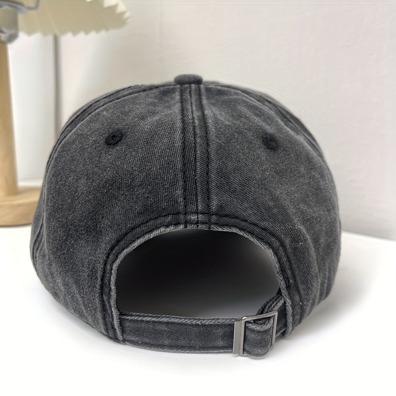 American Flag Baseball Cap Dark Gray Distressed Unisex Sun Hat