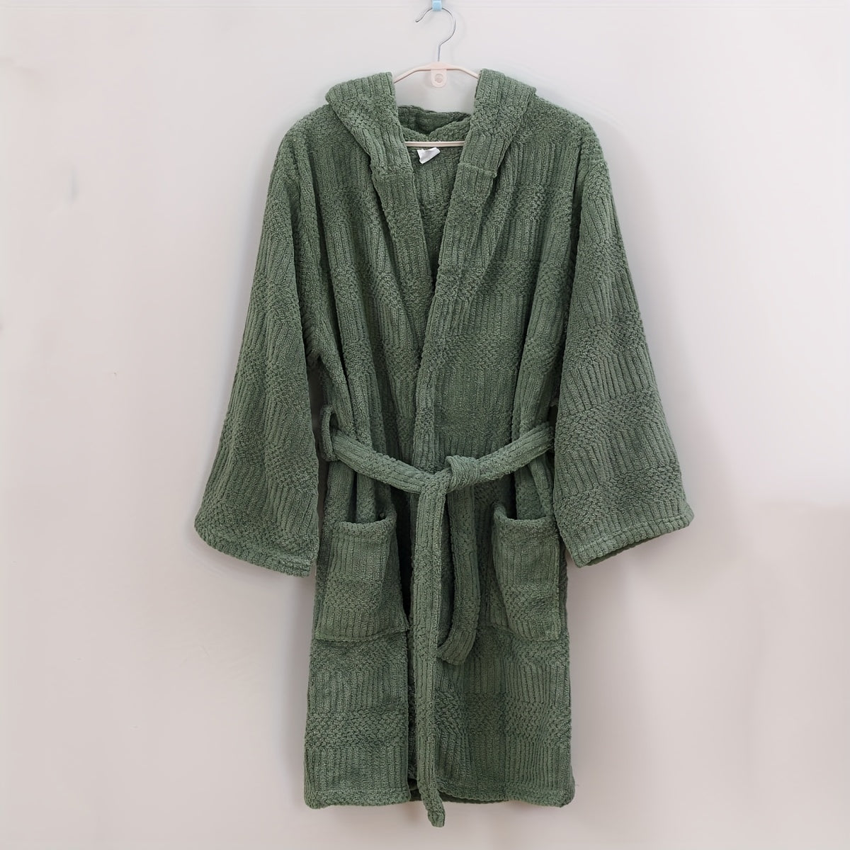 Soft Coral Fleece Bathrobe with Hood