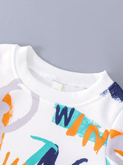Boys Crew Neck Sweatshirt Alphabet Print