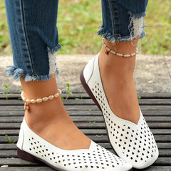 Women's Hollow Out Flat Shoes Slip On Casual Breathable Walking Flats