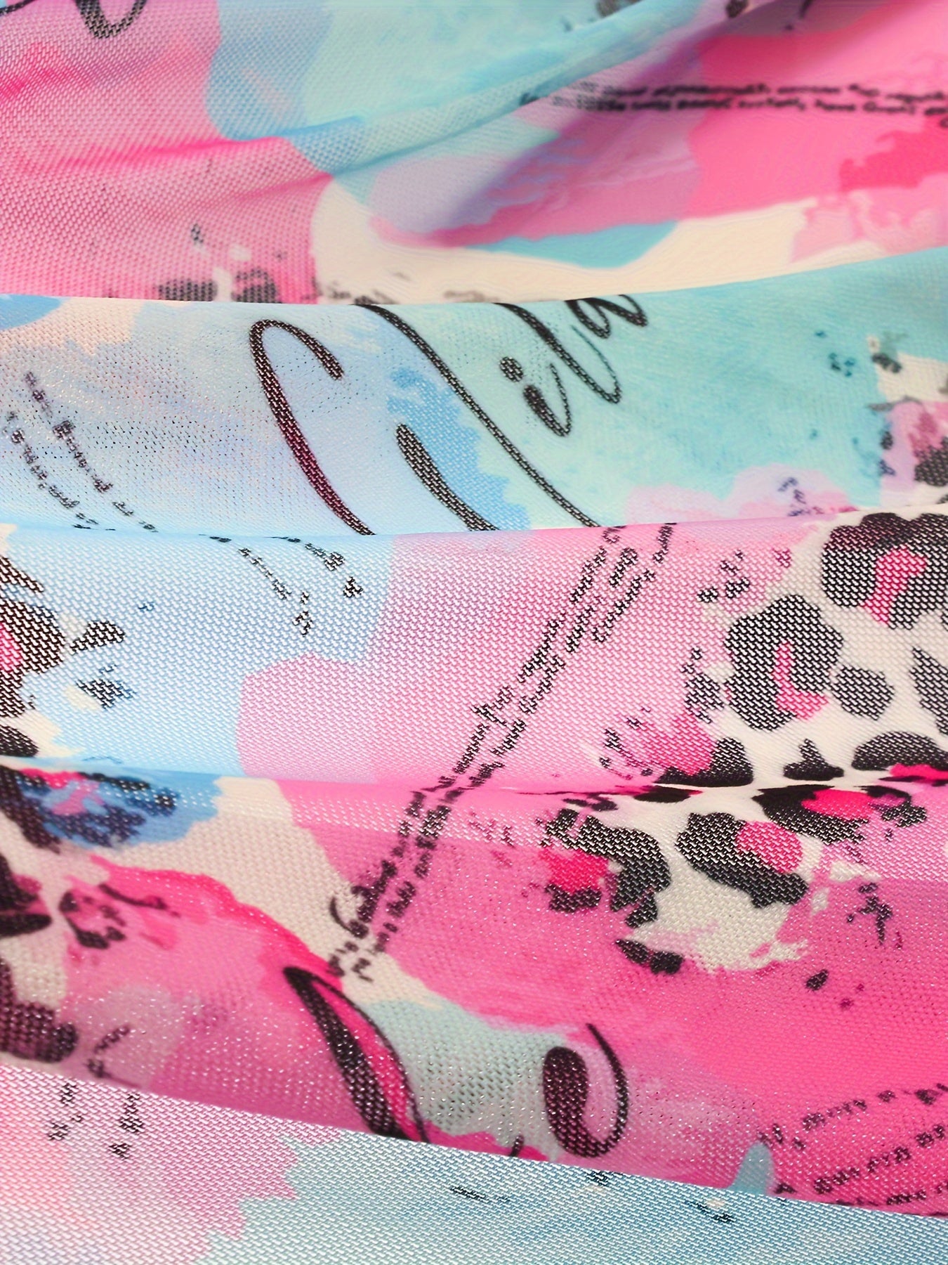 Leopard & Graffiti Pattern Wrap Beach Cover Up Skirt