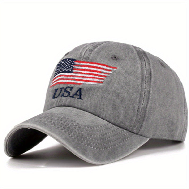 Vintage Washed Adult Baseball Cap Flag Embroidery Sun Visor Couple Hats