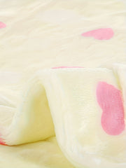 Heart Print Pajama Set Long Sleeve Crew Neck Top & Elastic Waistband Pants